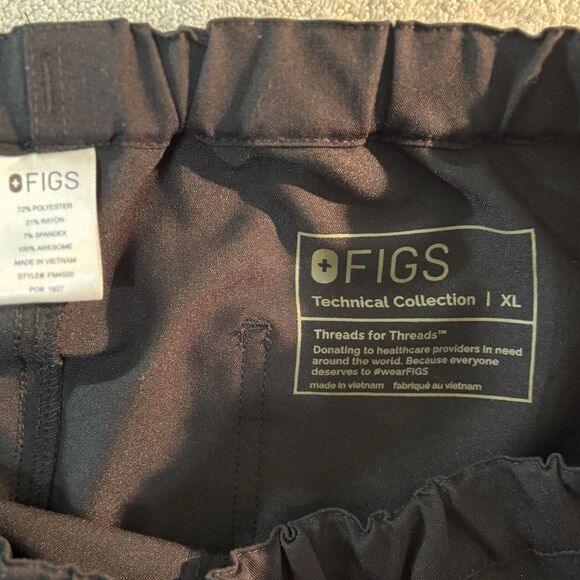 FIGS Technical Collection Scrub Pants Sz XL BLACK STRAIGHT LEG Scrubs Women - Picture 7 of 8